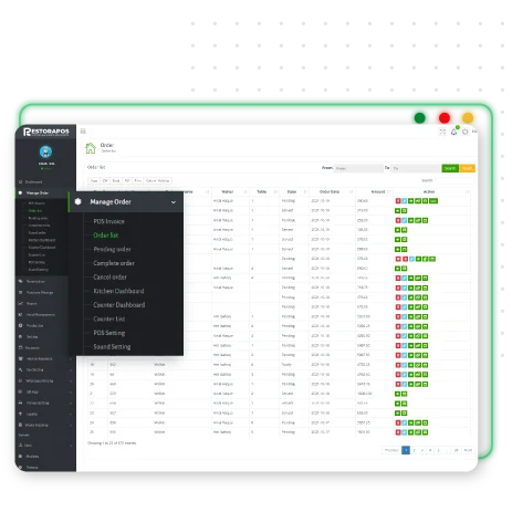 Order management system for restaurant software